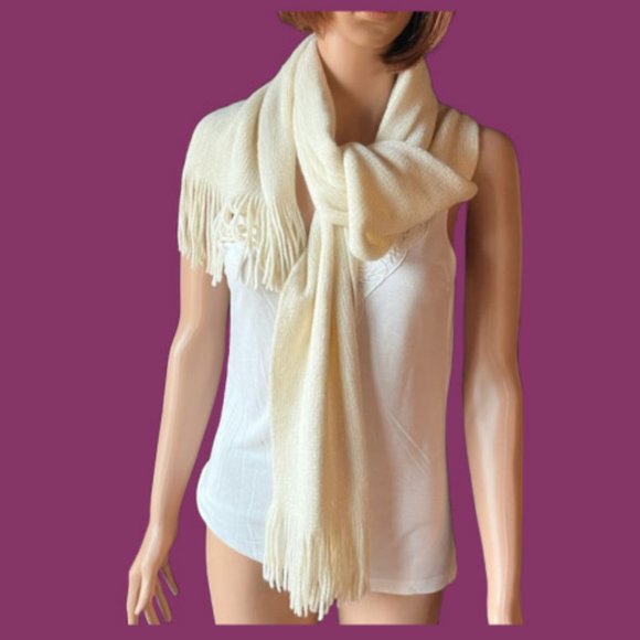 Scarf - Cejon Ivory with Gold Thread - Picture 1 of 5
